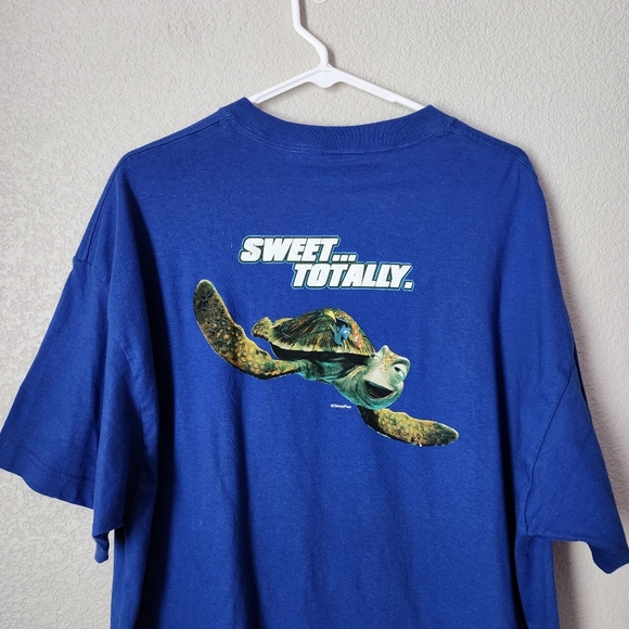 FINDING NEMO x VINTAGE y2k Promo Tee DVD VHS Graphic tee Crush Turtle blue‎ XL - Picture 7 of 7